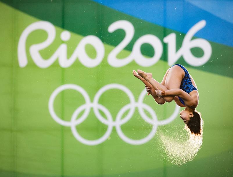La malese Nur Dhabitah Sabri colta nei preliminari della piattaforma 10 m durante i Giochi di Rio. Autore: Reinaldo Coddou